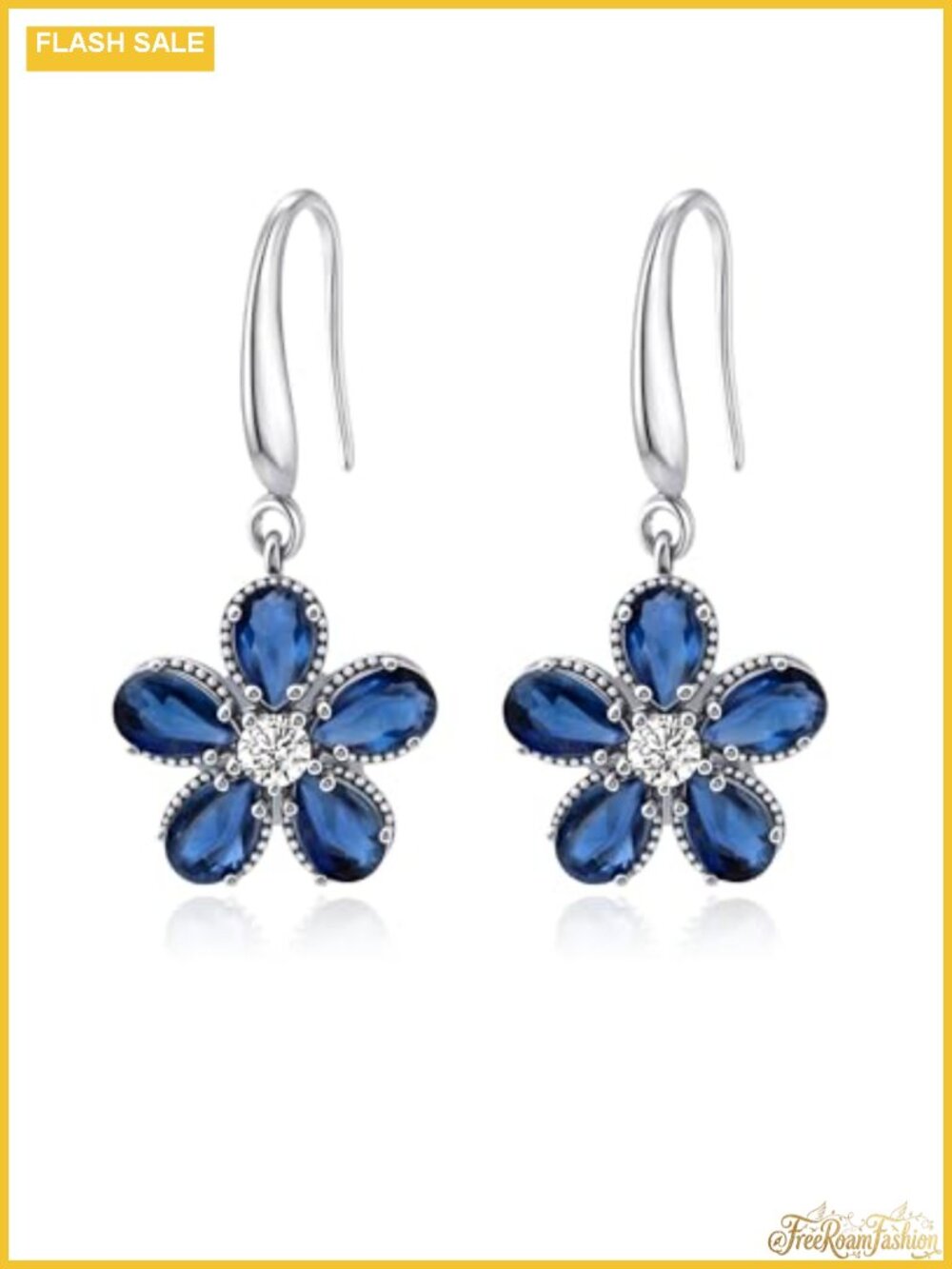 925 Sterling Silver Plated Flower Dangle Earrings for Women